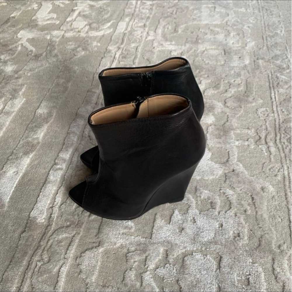 ZARA VINTAGE OPEN TOE LEATHER WEDGE PLATFORM BOOT… - image 3