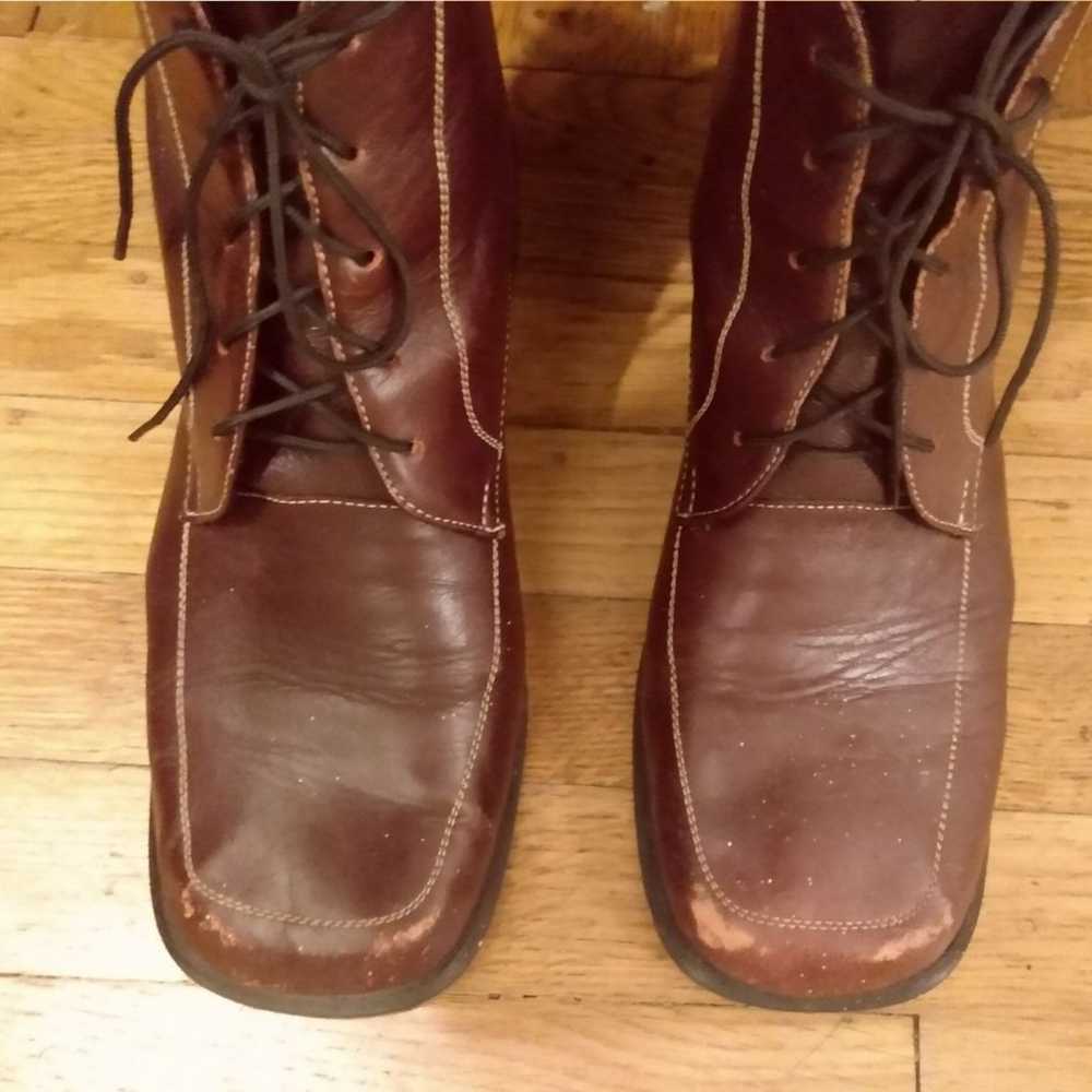 Vintage Burgundy Leather boots Victorian style 7 … - image 1