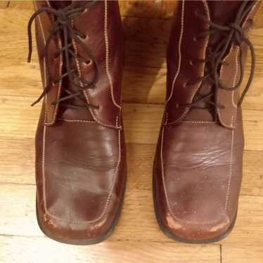 Vintage Burgundy Leather boots Victorian style 7 … - image 1