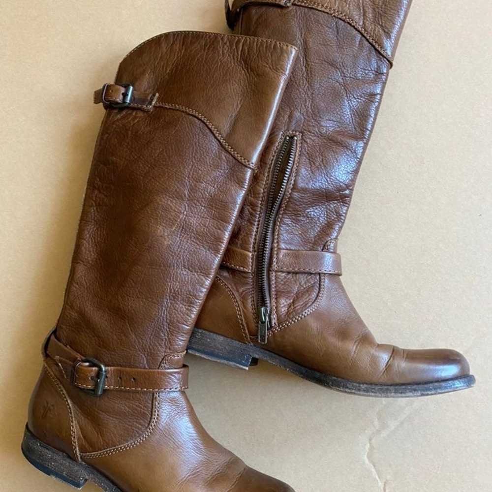 Frye Phillip Riding Boots Brown Leather Size 8 - image 4