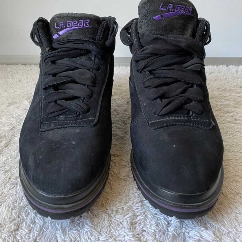 Vintage 1990 LA GEAR Black Suede High To - image 2