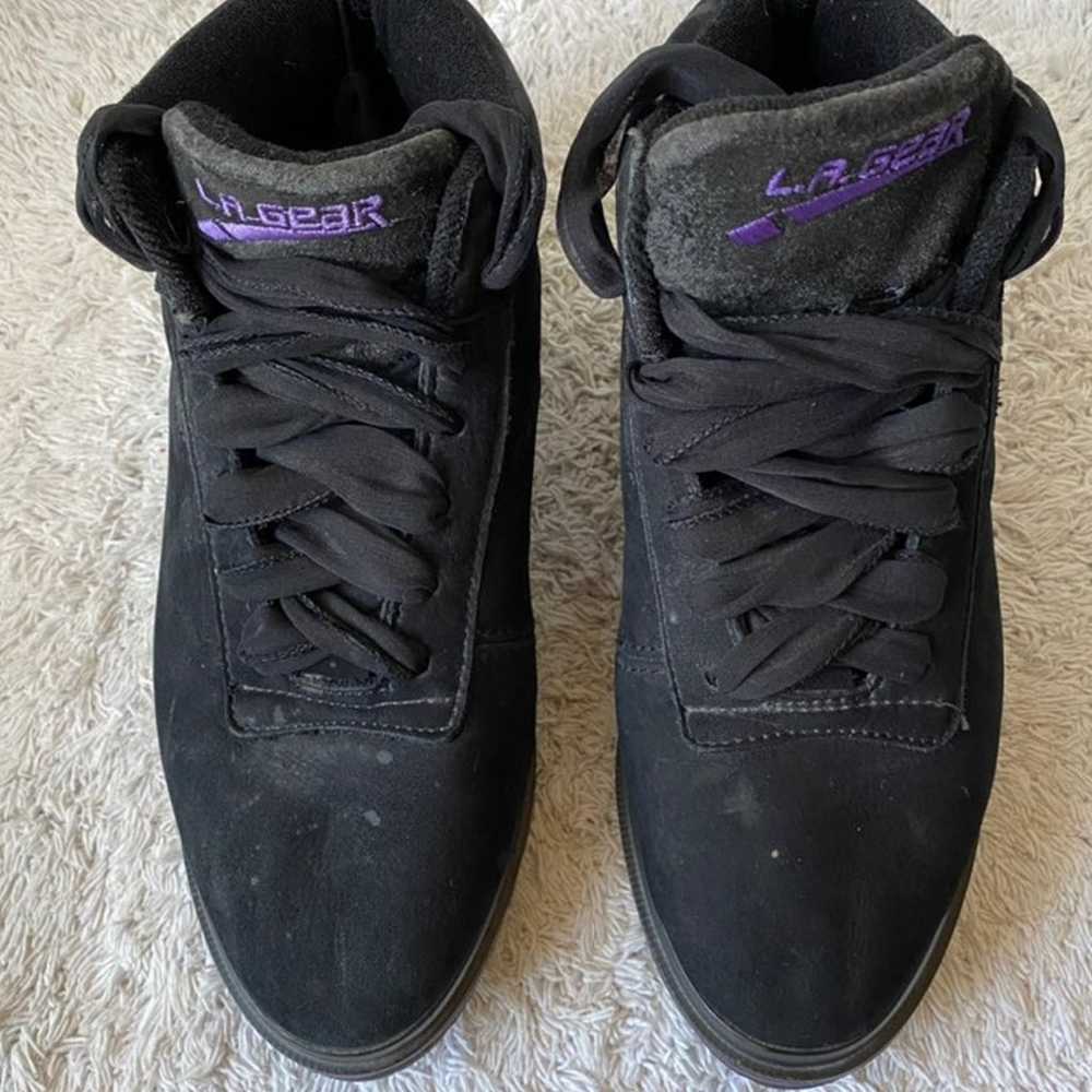 Vintage 1990 LA GEAR Black Suede High To - image 3