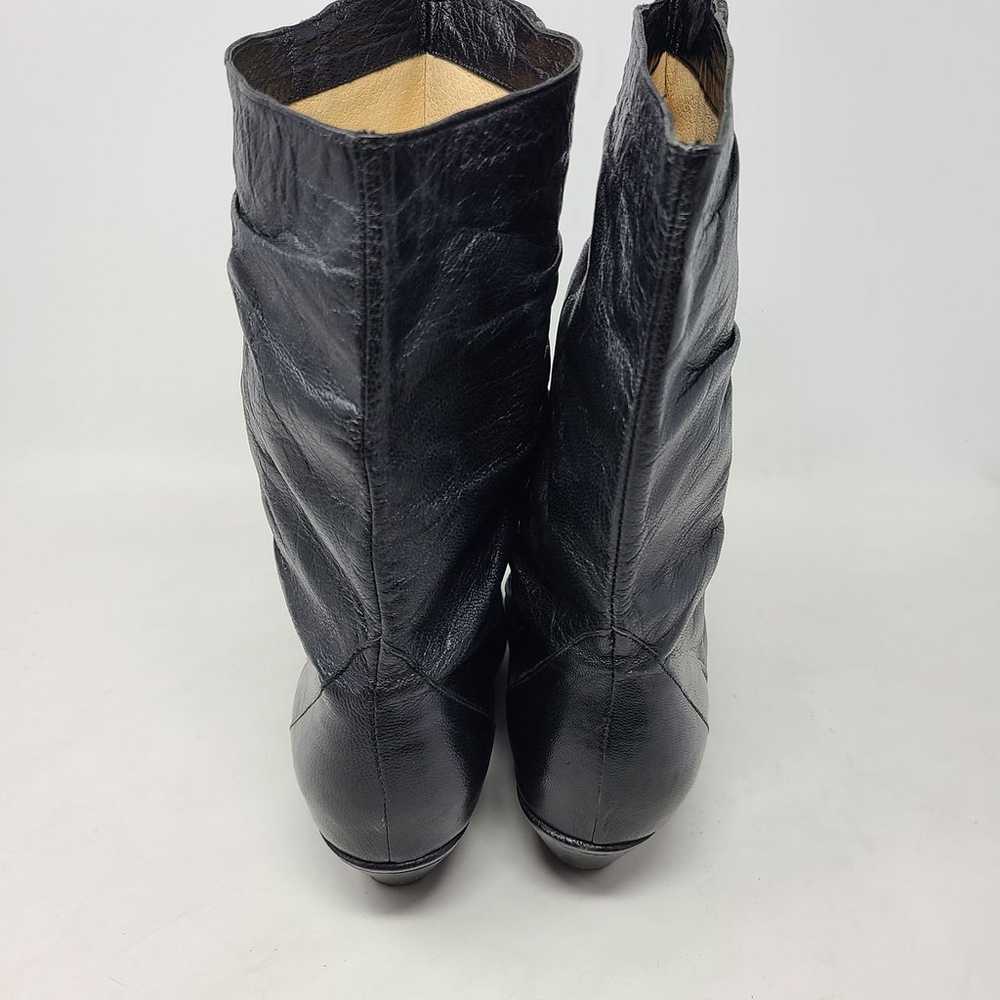 80s Black Leather Slouchy Boots US 6 M V - image 4