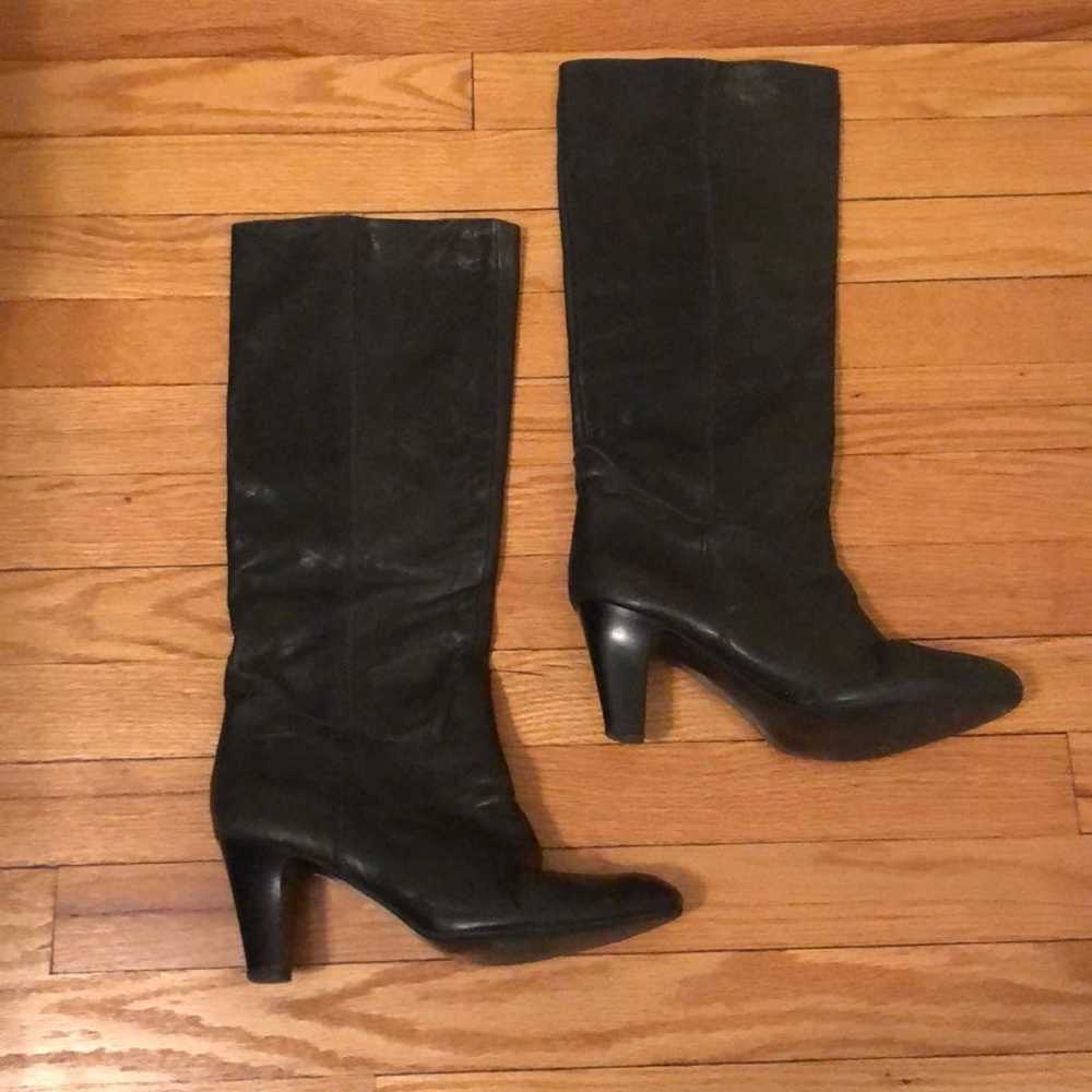 Vintage Italian leather black heeled boots size 39 - image 1