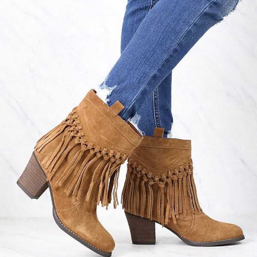 Sbicca Vintage Fringe Ankle Boots - image 4