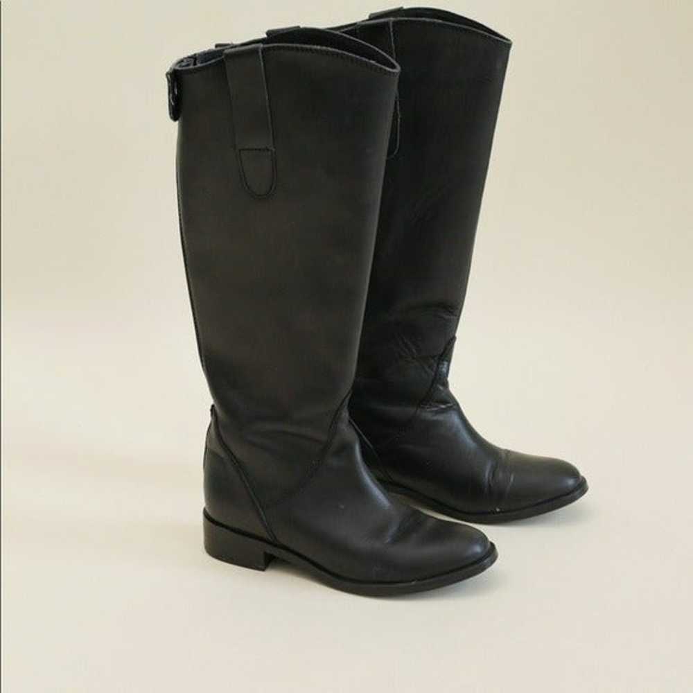 Black Leather Riding Boot Vintage Tall Equestrian… - image 1