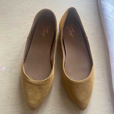 Crown Vintage Mustard Yellow Suede Flats - image 1