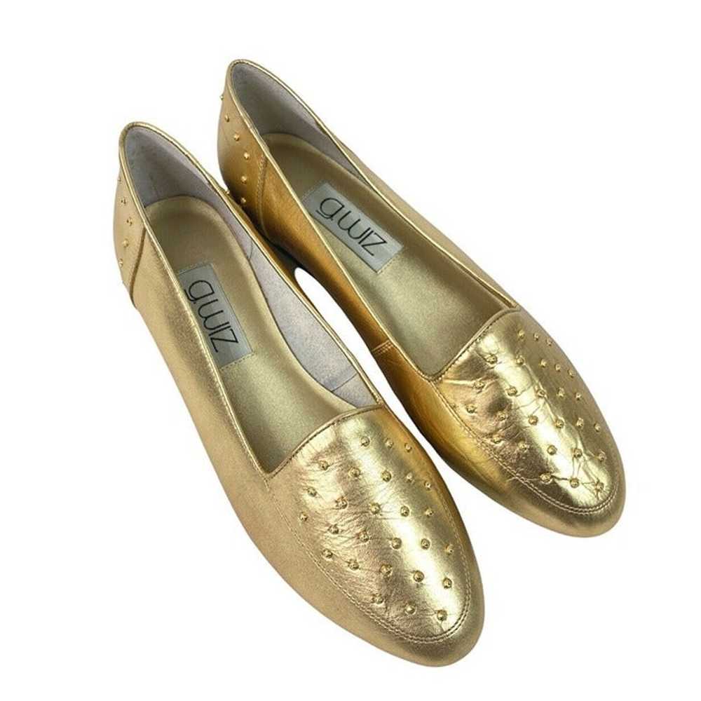 *Vintage G Wiz Gold Studded Ballet Flats Womens S… - image 2