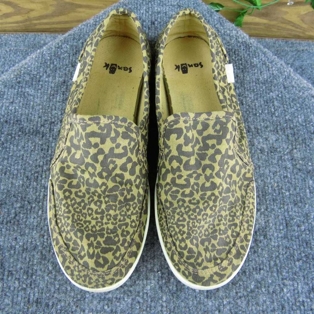 Sanuk Women Flat Shoes Brown Fabric Slip On Size … - image 3