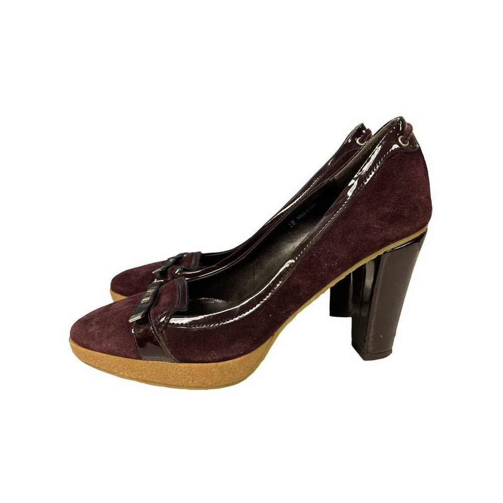 90s Y2K United Colors of Benetton Suede Heels Wit… - image 1