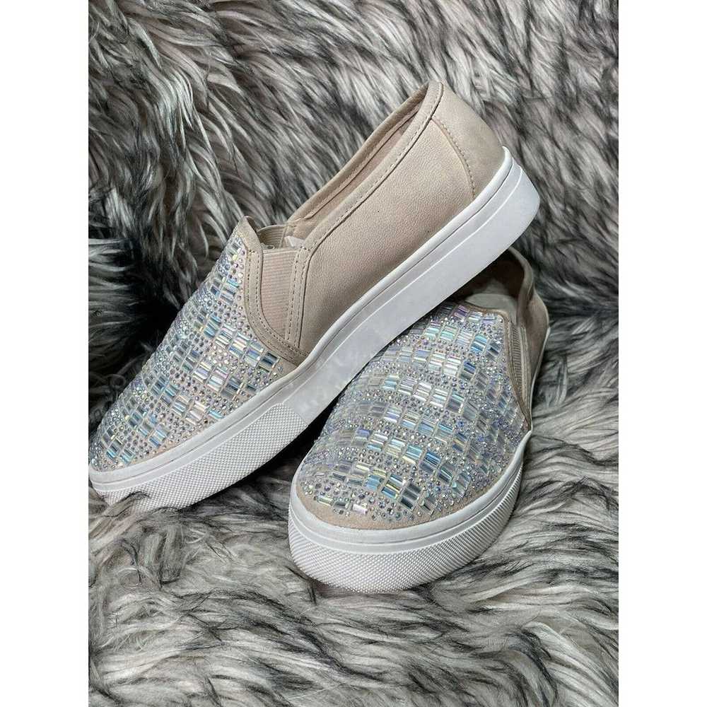 Gianni Bini Slip On Nude Rhinestone Studded Shoe'… - image 1