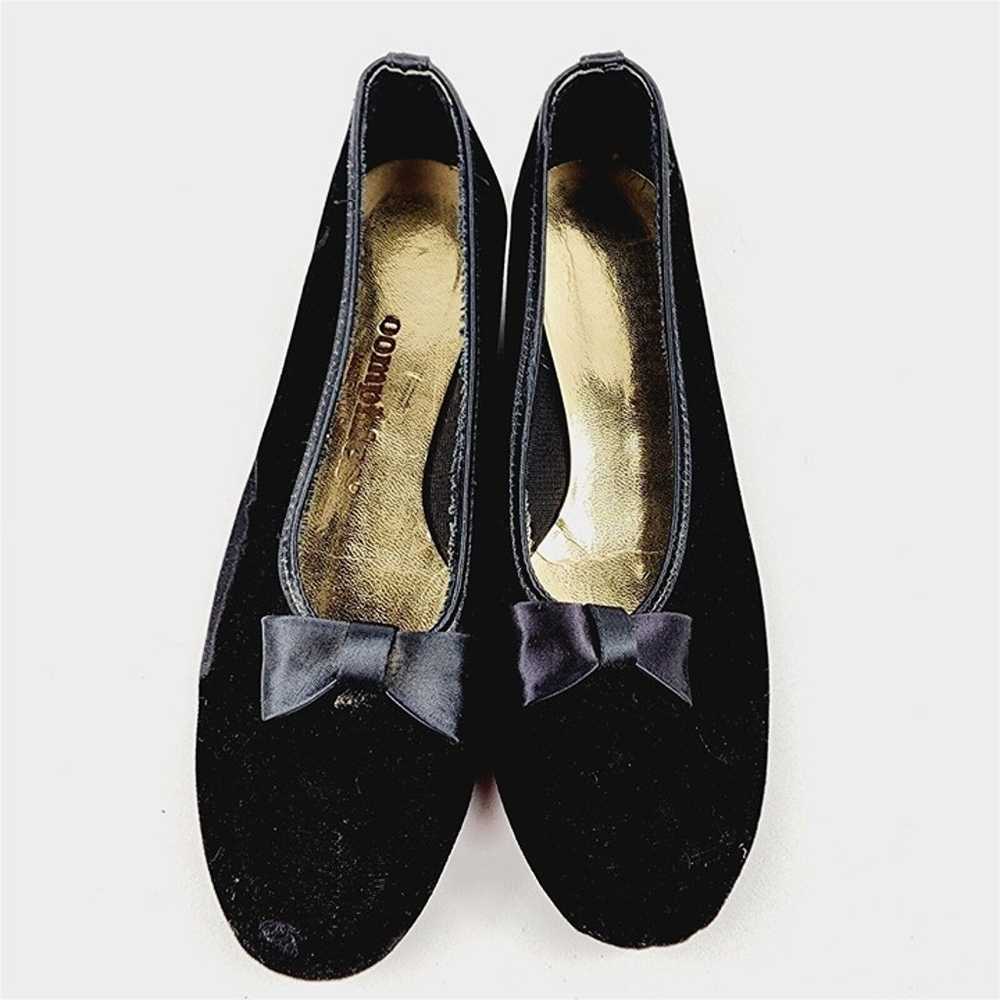 Vintage Oomphies Black Velvet Slippers House Shoe… - image 2