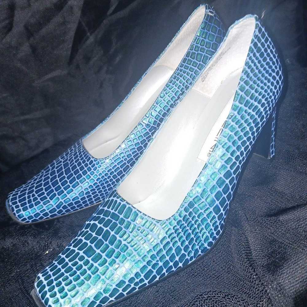 VINTAGE 80's Bellini Faux Gator Skin Sparkly Slin… - image 1