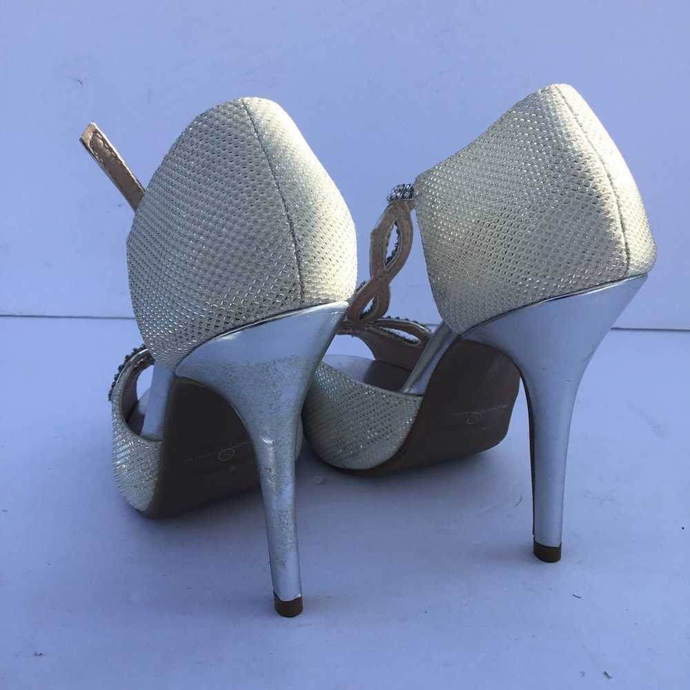 Bonnibel open-toe rhinestones silver fabric Heels… - image 4