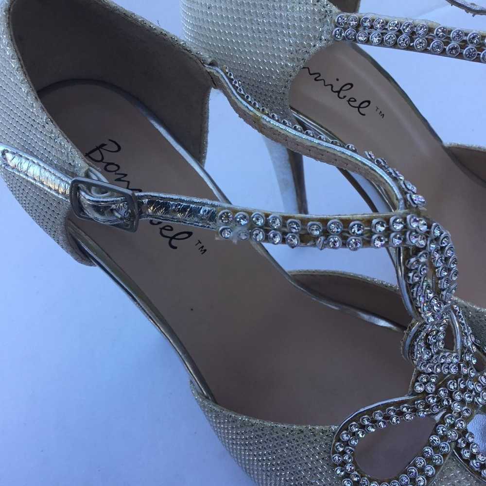 Bonnibel open-toe rhinestones silver fabric Heels… - image 6