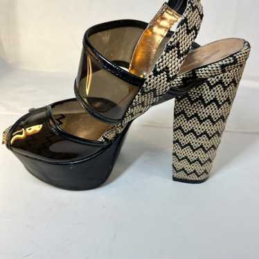 Vintage style Platform Smoky brown woven / lucite… - image 1