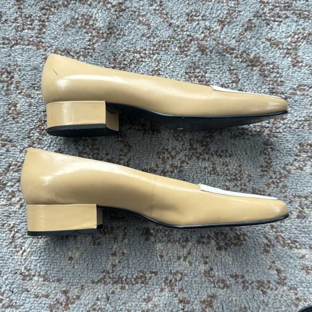 Nine West Vintage Square Toe Heels Tan & White 8 - image 5