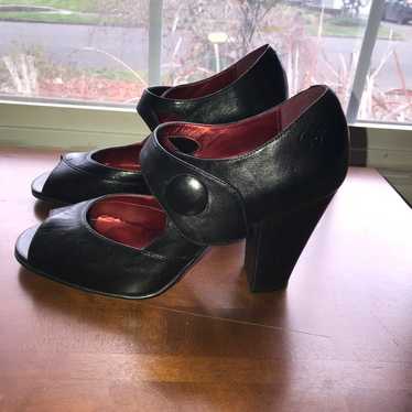 Bronx Leather Rita Peep Toe Heels Sz 9 - image 1