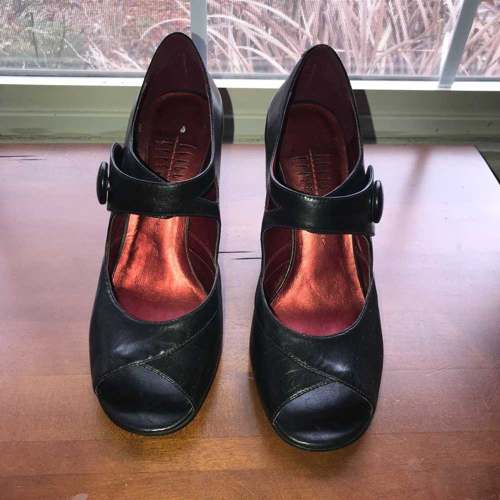 Bronx Leather Rita Peep Toe Heels Sz 9 - image 2