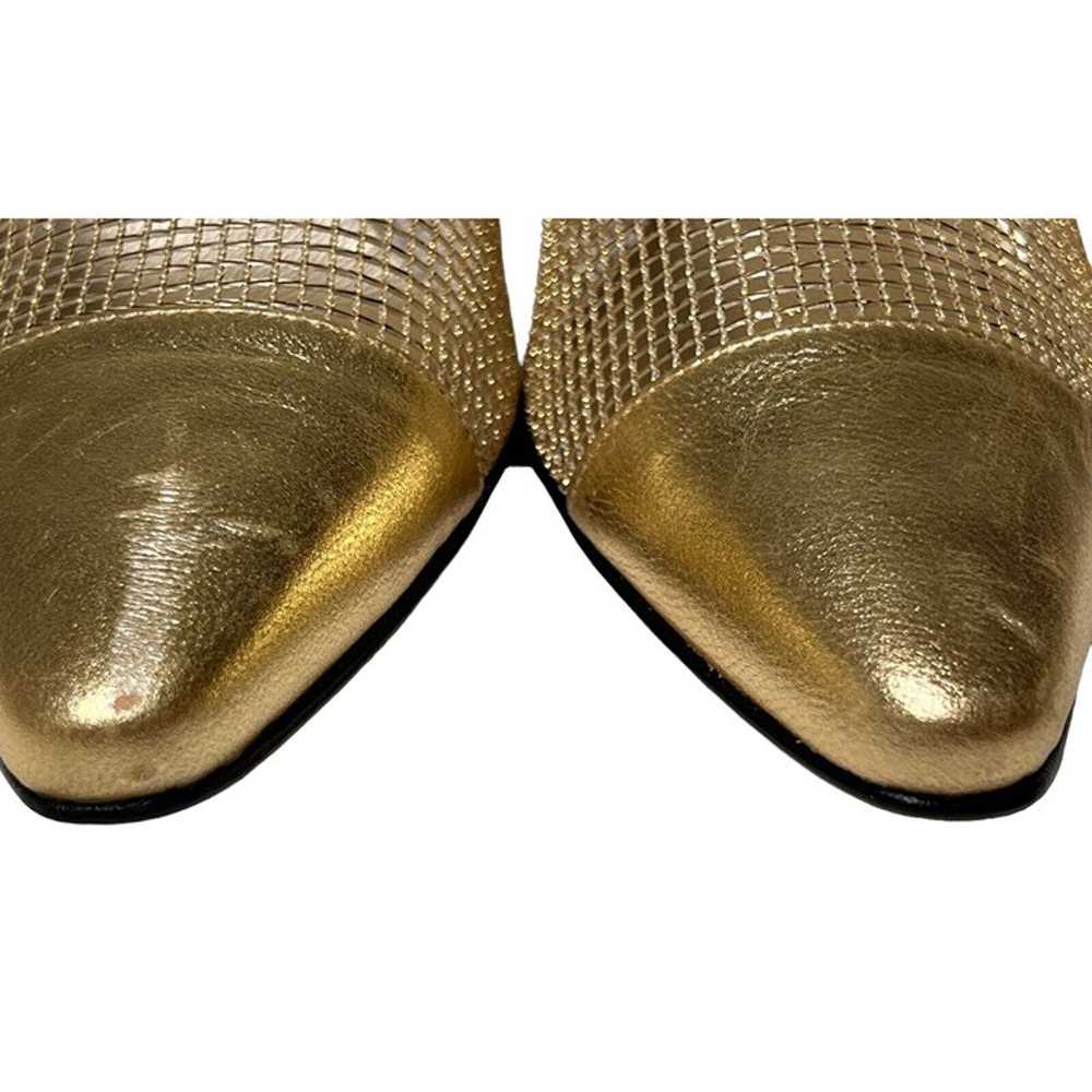 Vintage Anne Klein II Leather Metallic Gold Mesh … - image 4