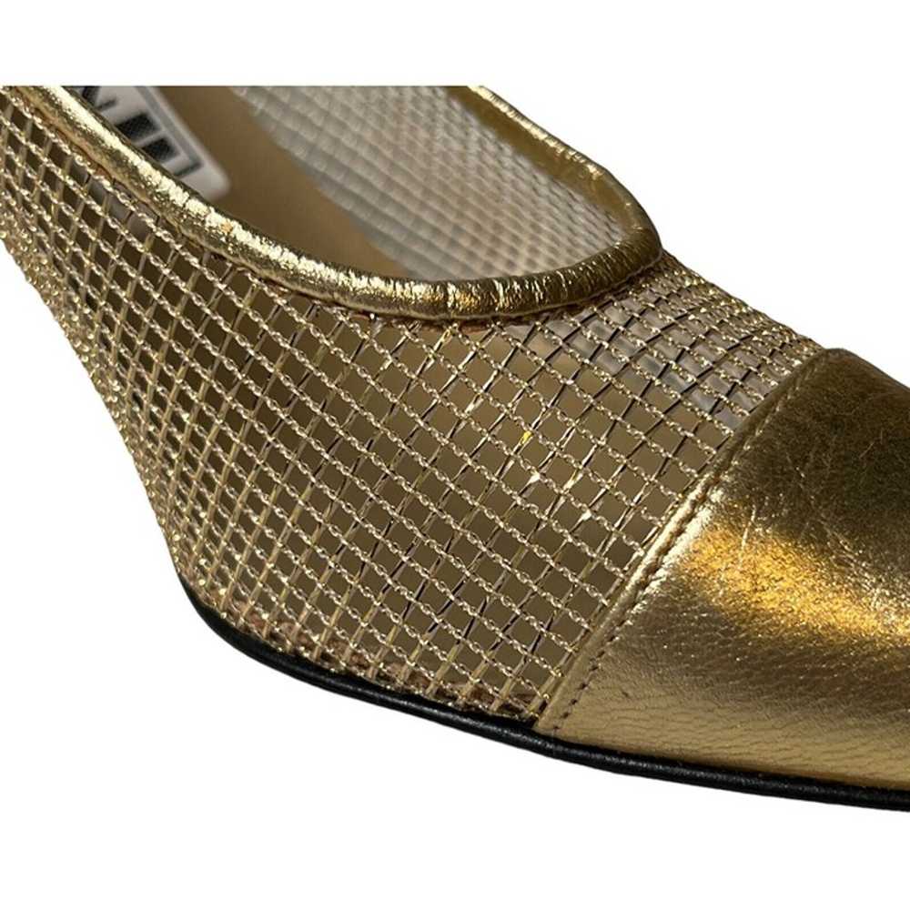 Vintage Anne Klein II Leather Metallic Gold Mesh … - image 5