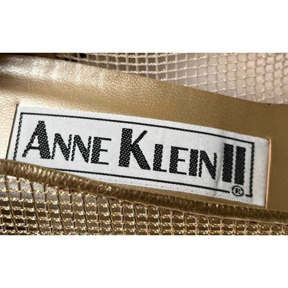 Vintage Anne Klein II Leather Metallic Gold Mesh … - image 9