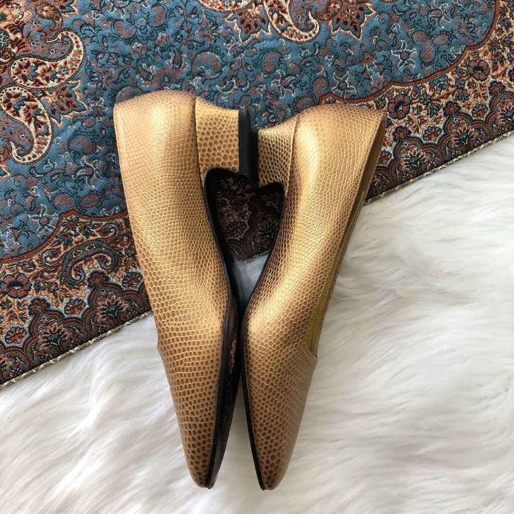 escada gold square toe kitten heels - image 3