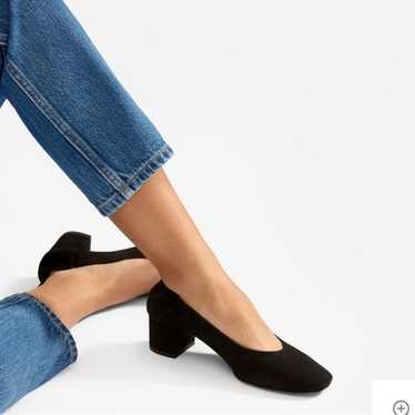 Everlane | Everyday Black Suede Block Slide Heels