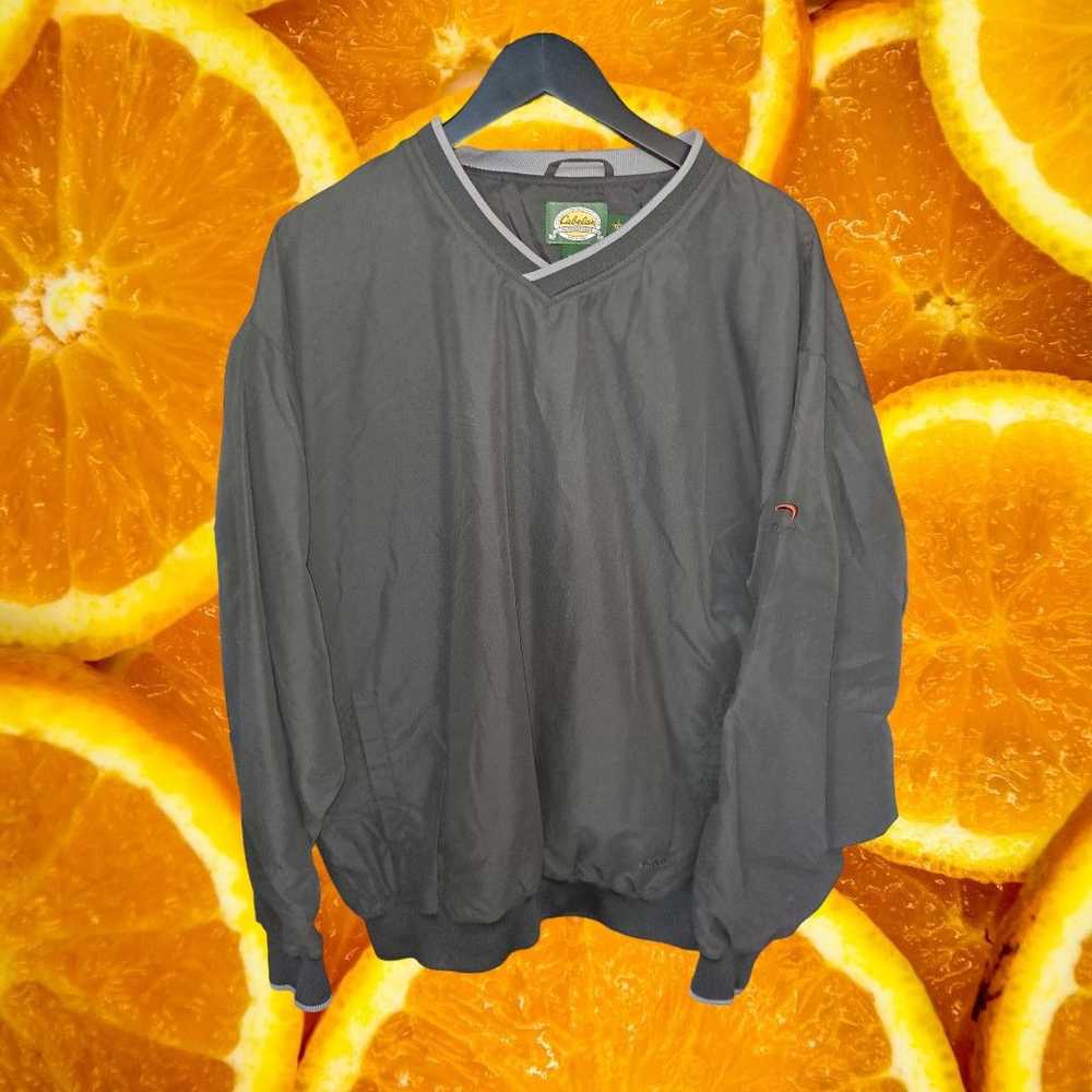 Cabelas Cabela's V Neck Gray Windbreaker Size Lar… - image 1