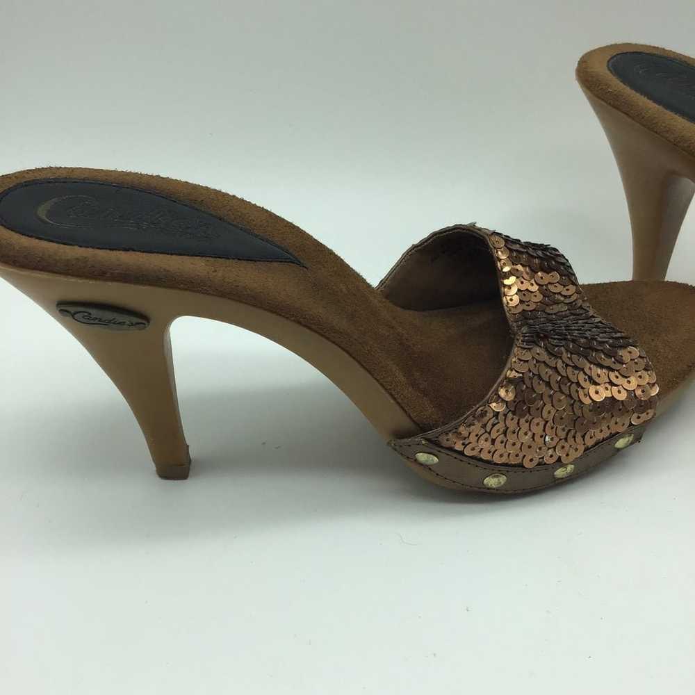 Vintage Candies Bronze Sequin Heels size 8 Y2K 19… - image 3