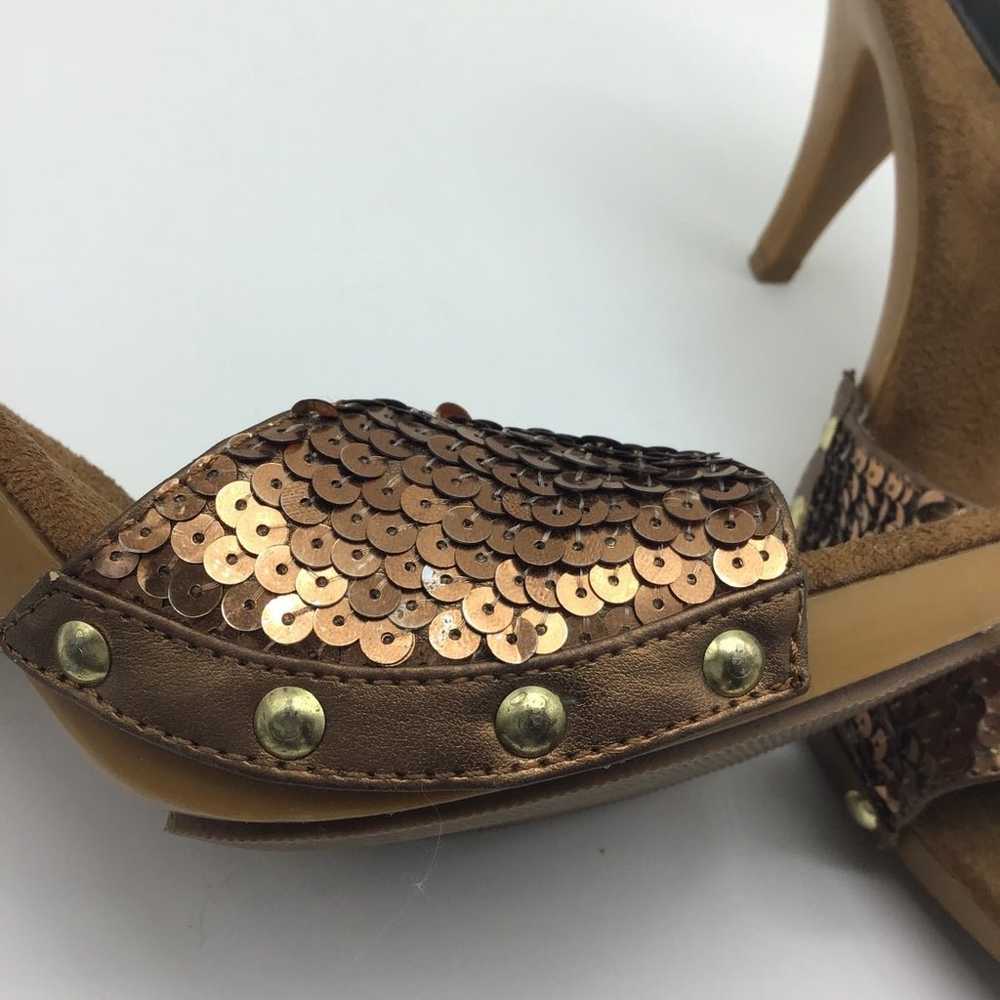 Vintage Candies Bronze Sequin Heels size 8 Y2K 19… - image 9