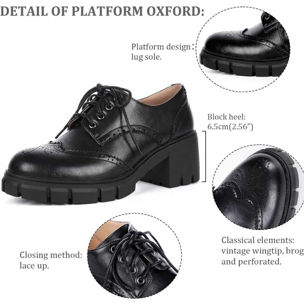 Platform Oxford Shoes for Women Chunky Block Heel… - image 4