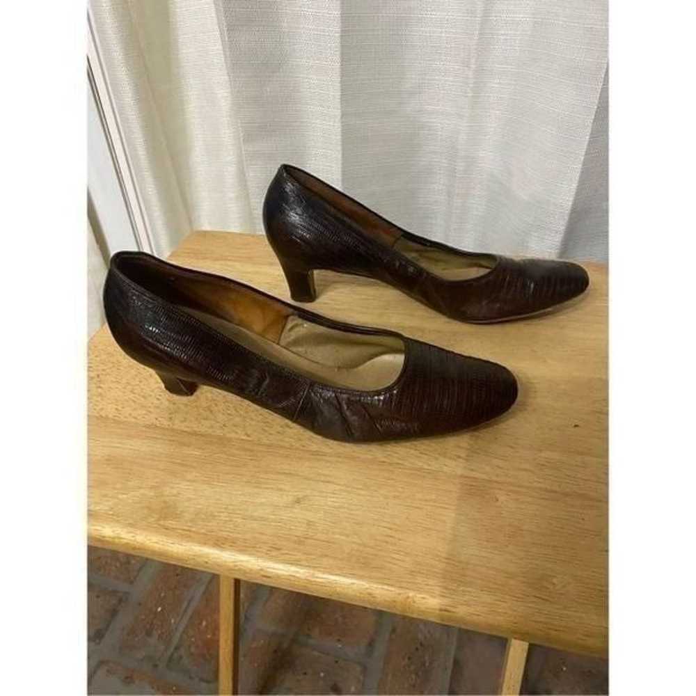 Vitality vintage croc leather block heels size 9 - image 1