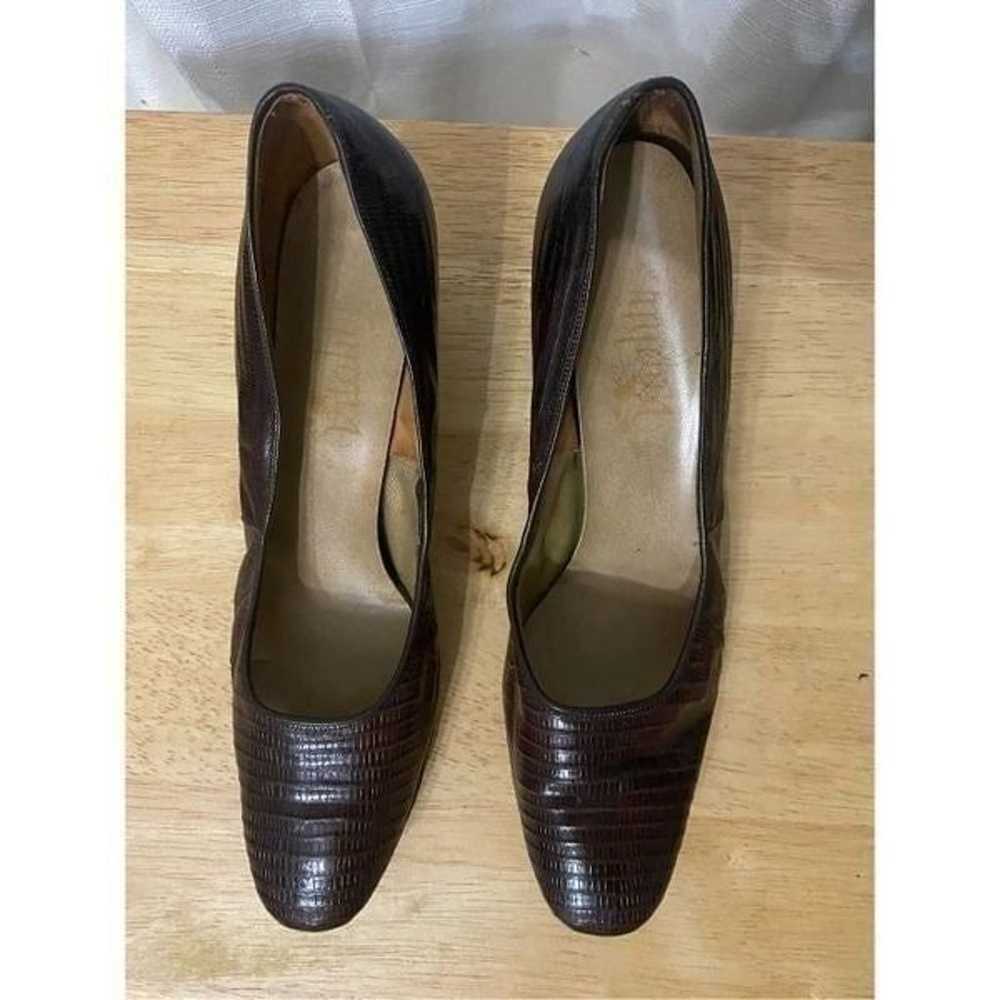 Vitality vintage croc leather block heels size 9 - image 3