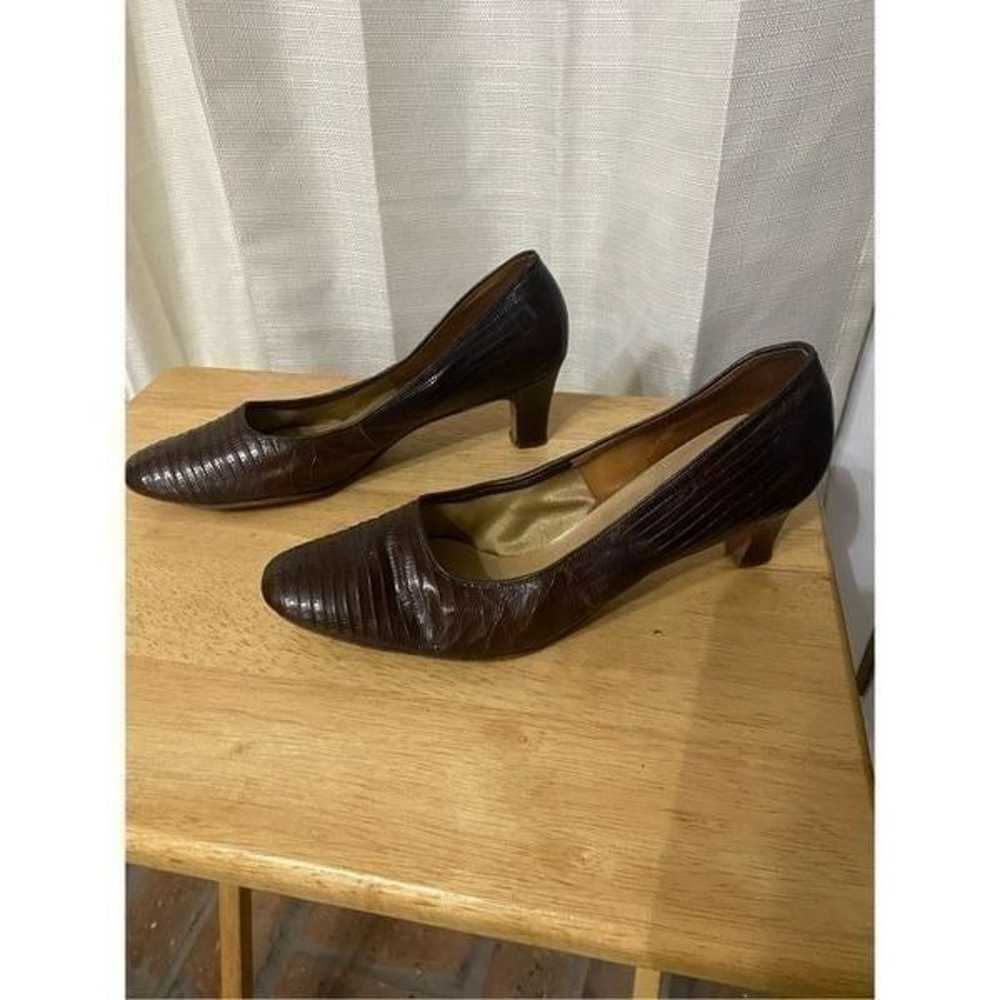 Vitality vintage croc leather block heels size 9 - image 5