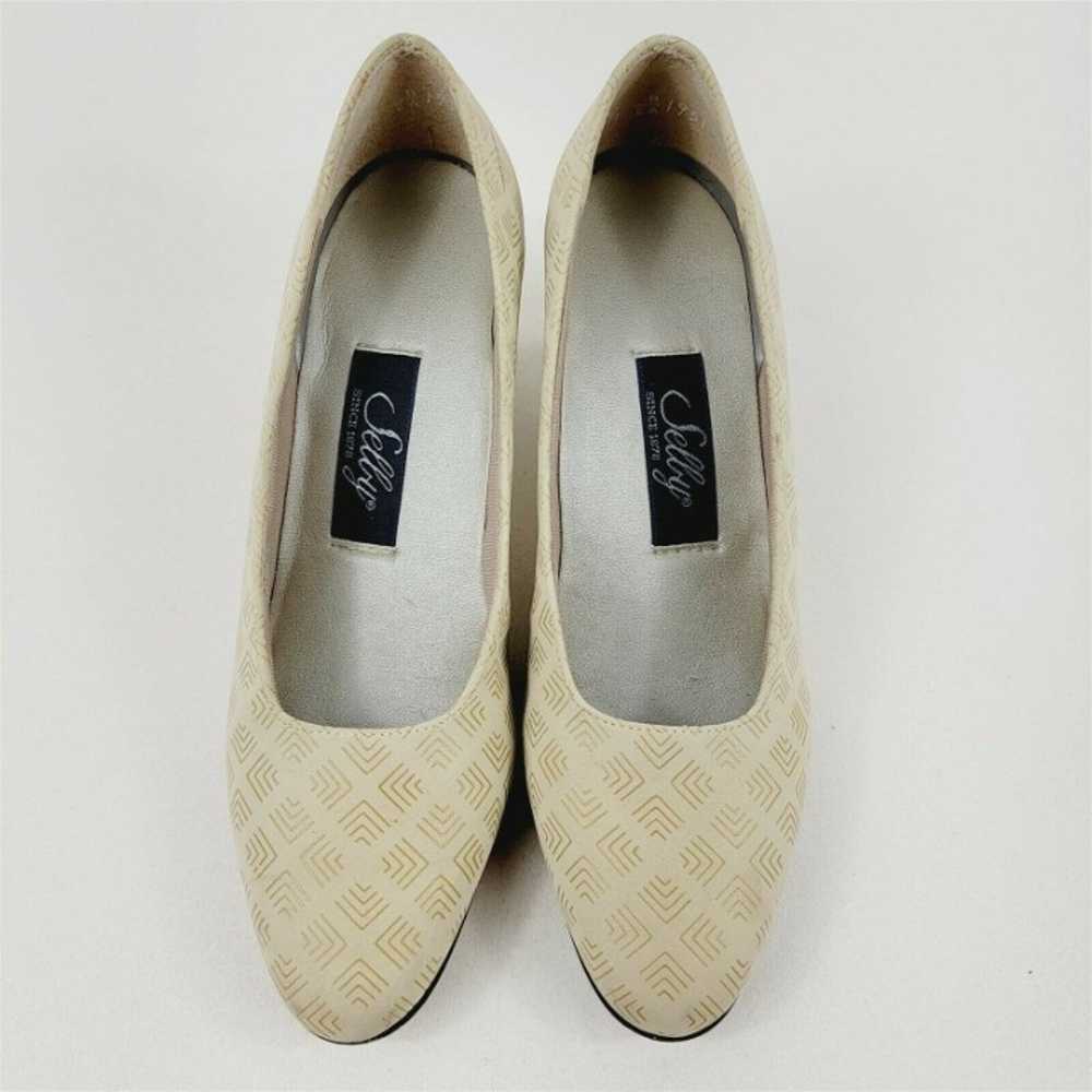 Selby Vintage Block Heel Shoes Cream Geometric Wo… - image 3