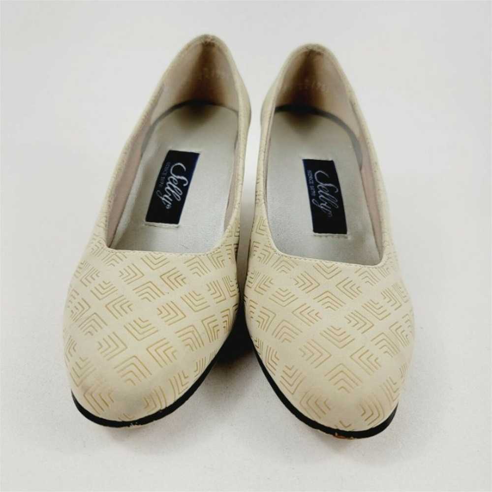 Selby Vintage Block Heel Shoes Cream Geometric Wo… - image 4