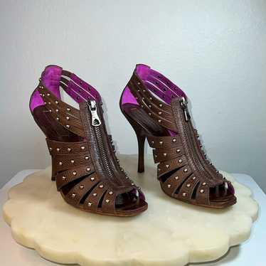 BCBGMaxAzria Brown high heel sandals shoes with s… - image 1