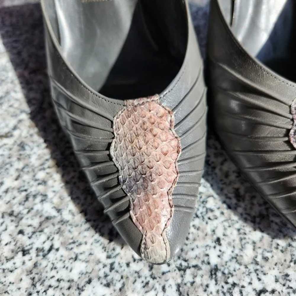 Andrew Geller Vintage Grey Genuine Snakeskin Heel… - image 3