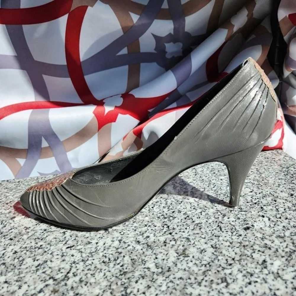 Andrew Geller Vintage Grey Genuine Snakeskin Heel… - image 6