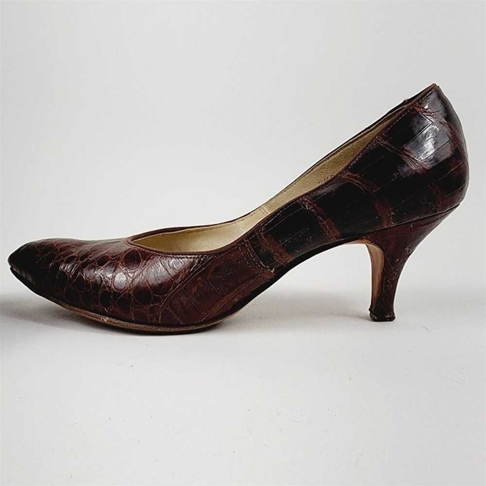 Vintage Foot Flairs Brown Alligator Leather Kitte… - image 7