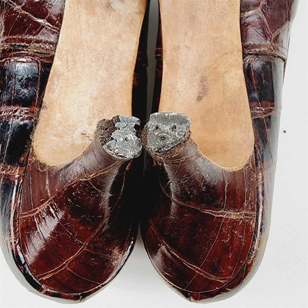 Vintage Foot Flairs Brown Alligator Leather Kitte… - image 9