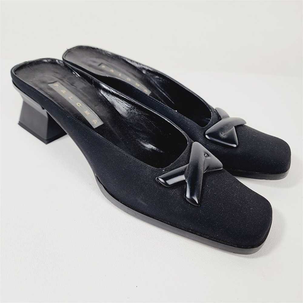 Vintage 1990s Paloma Black Block Heel Square Toe … - image 1