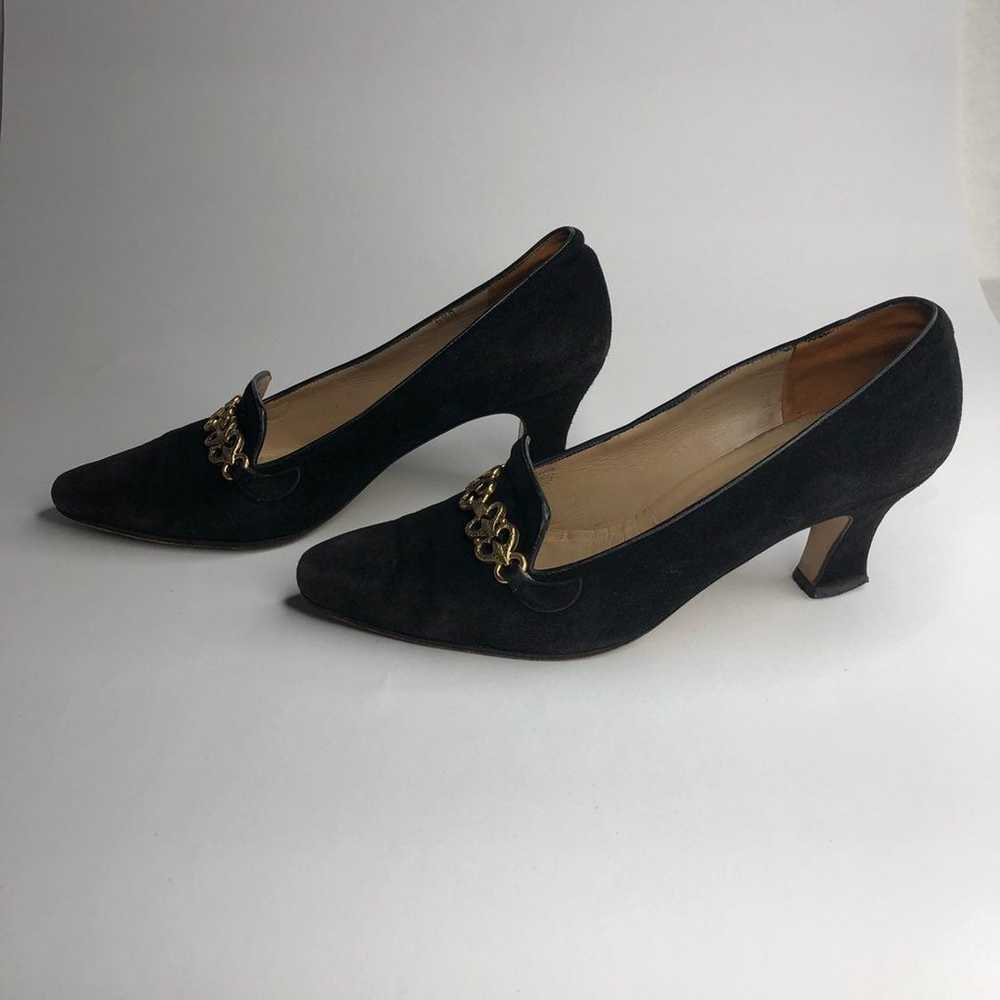 Vintage Rangoni Black Suede Loafer Heels - image 2