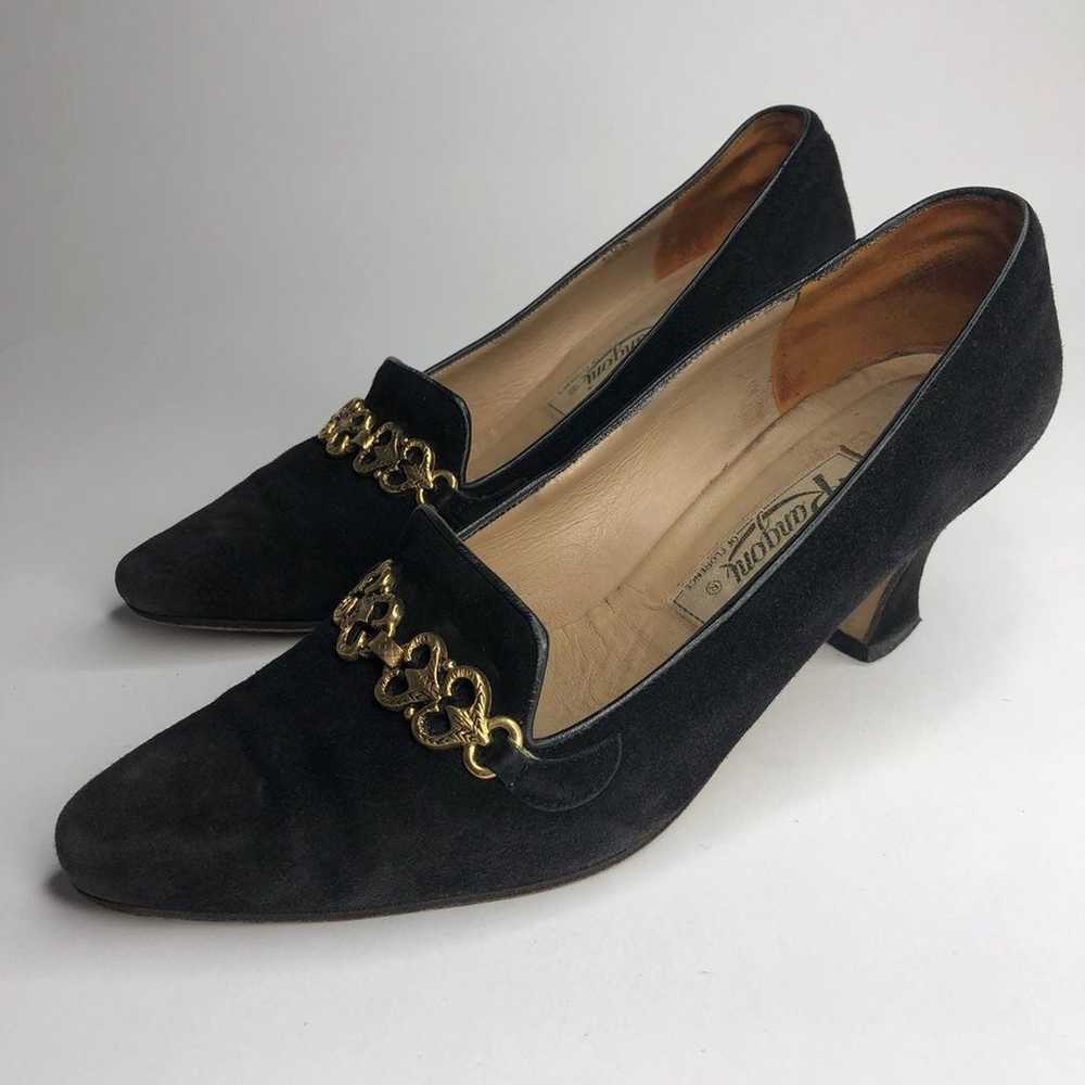 Vintage Rangoni Black Suede Loafer Heels - image 5