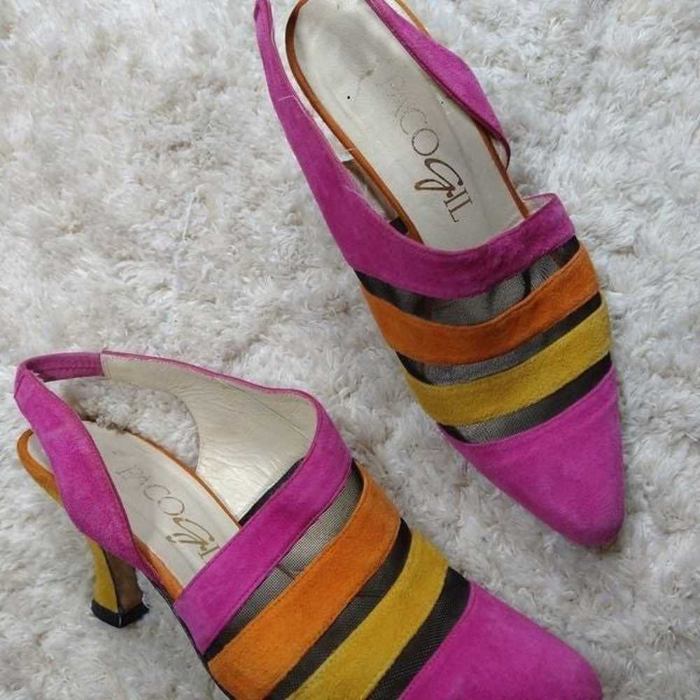 Vintage Paco Gil Bright Suede Heels - image 1