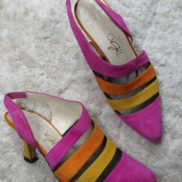 Vintage Paco Gil Bright Suede Heels - image 1