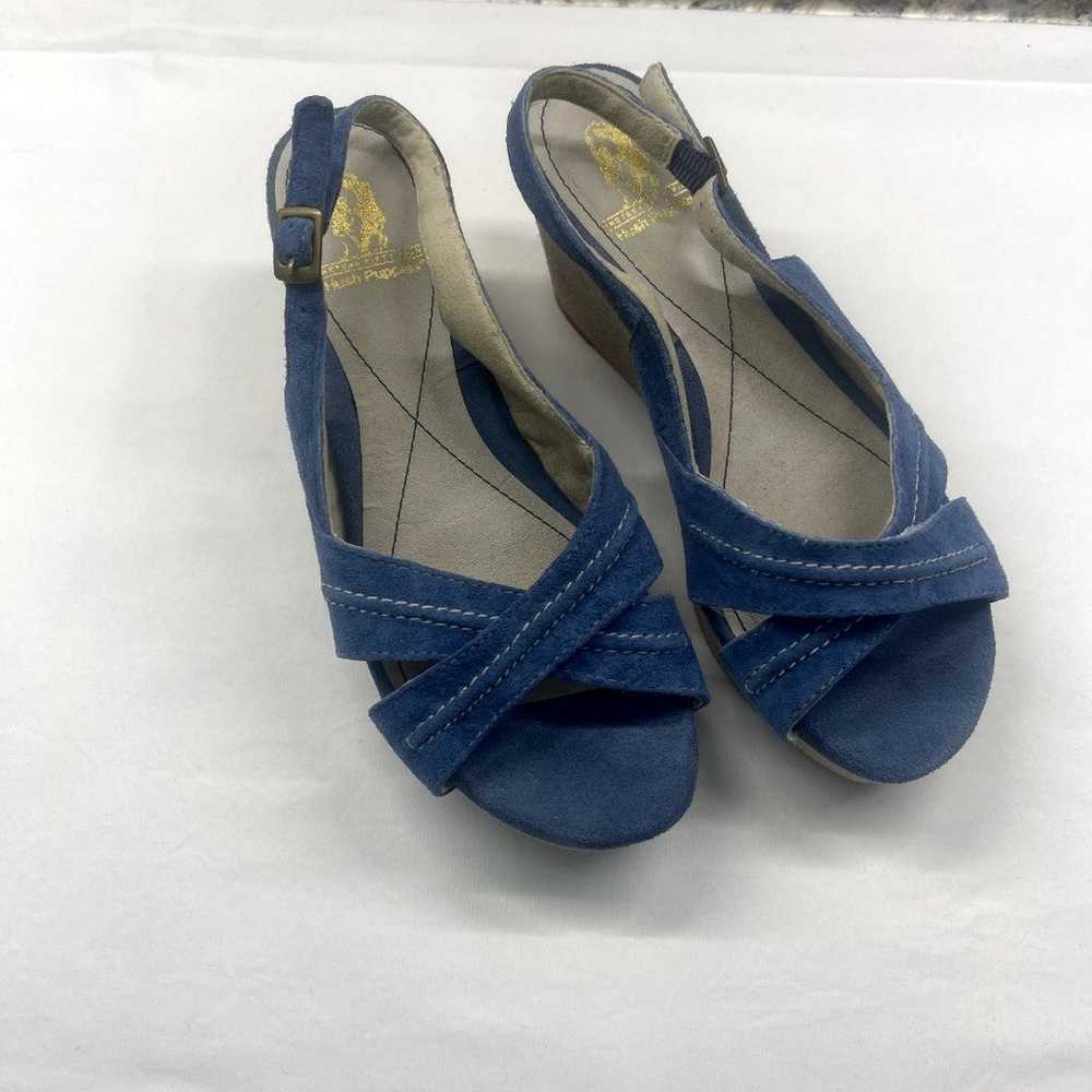 Vintage Hush Puppies Heels Blue Suede Wedge Heels… - image 1