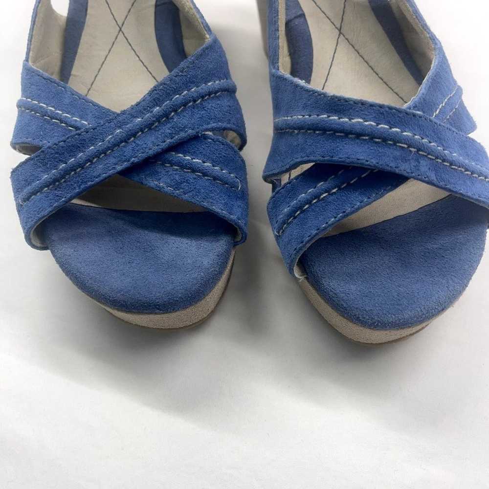 Vintage Hush Puppies Heels Blue Suede Wedge Heels… - image 2