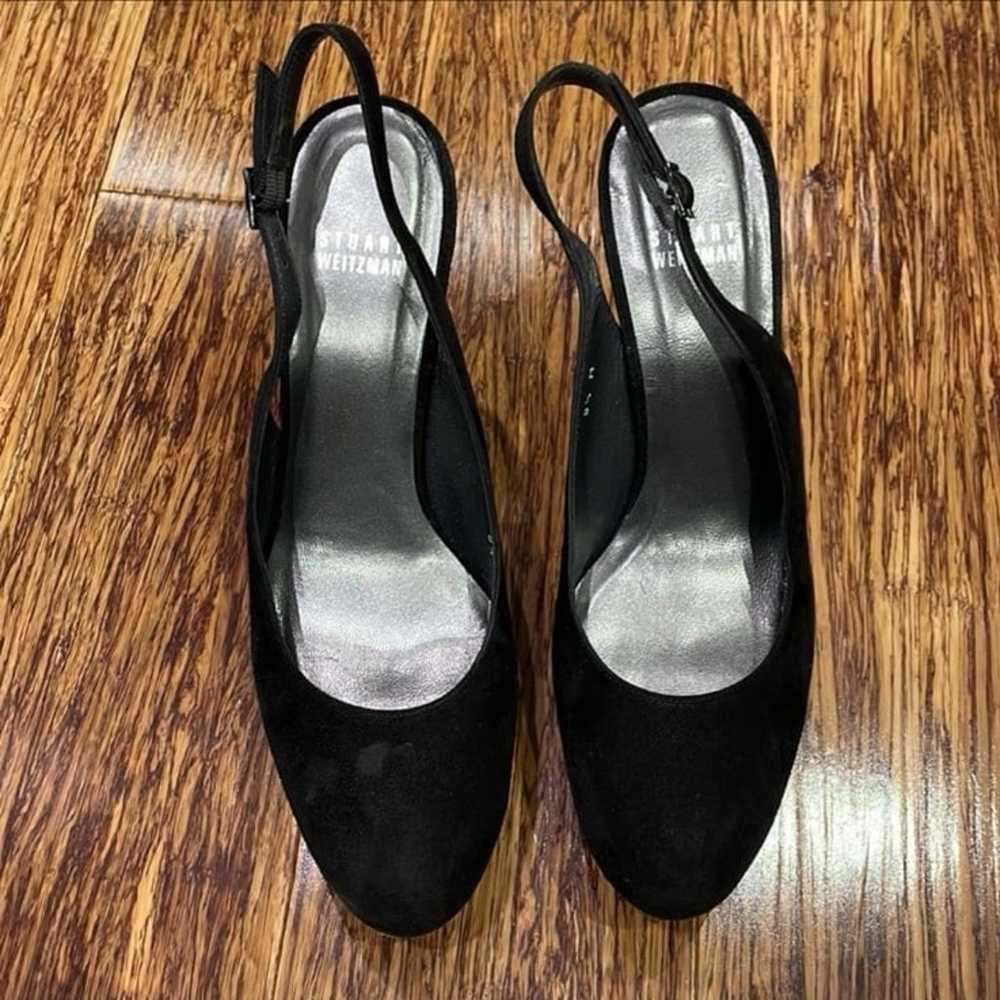 Vintage Stuart Weitzman black suede sling back pl… - image 2